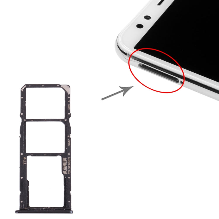 SIM Card Tray + SIM Card Tray + Micro SD Card Tray for Huawei Nova 2 Lite / Y7 Prime (2018) (Black) - Card Socket by PMC TechLife | Online Shopping South Africa | PMC TechLife