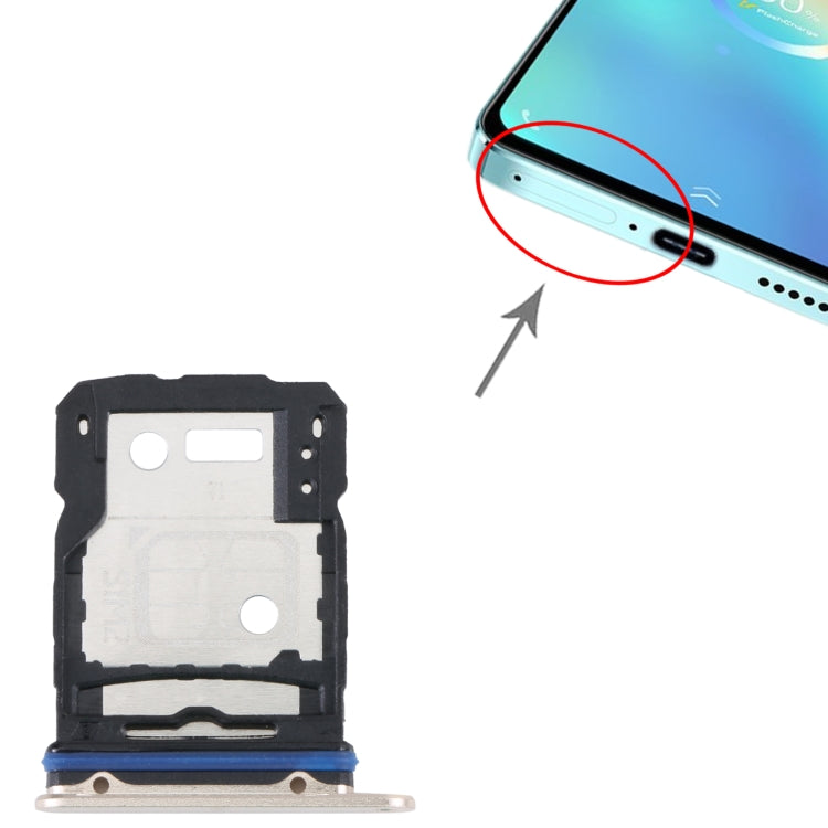 For vivo S15 SIM Card Tray + SIM Card Tray (Gold) - Card Socket by PMc TechLife | Online Shopping South Africa | PMc TechLife | Buy Now Pay Later Mobicred