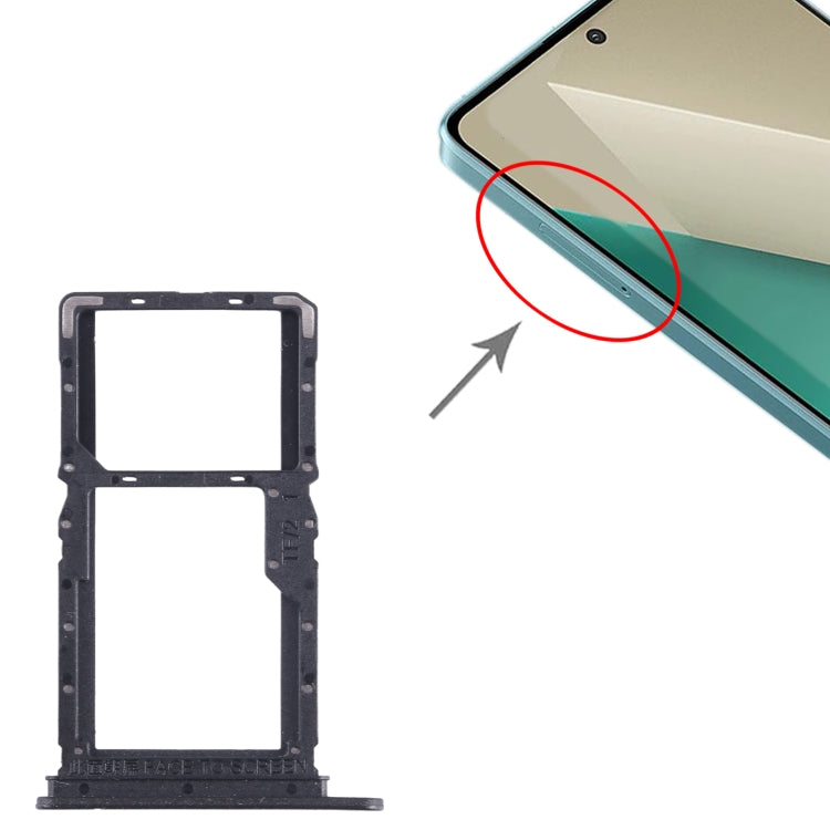 For Xiaomi Redmi Note 13 5G SIM Card Tray + SIM / Micro SD Card Tray (Black) - free shipping - PMC TechLife - Order now!