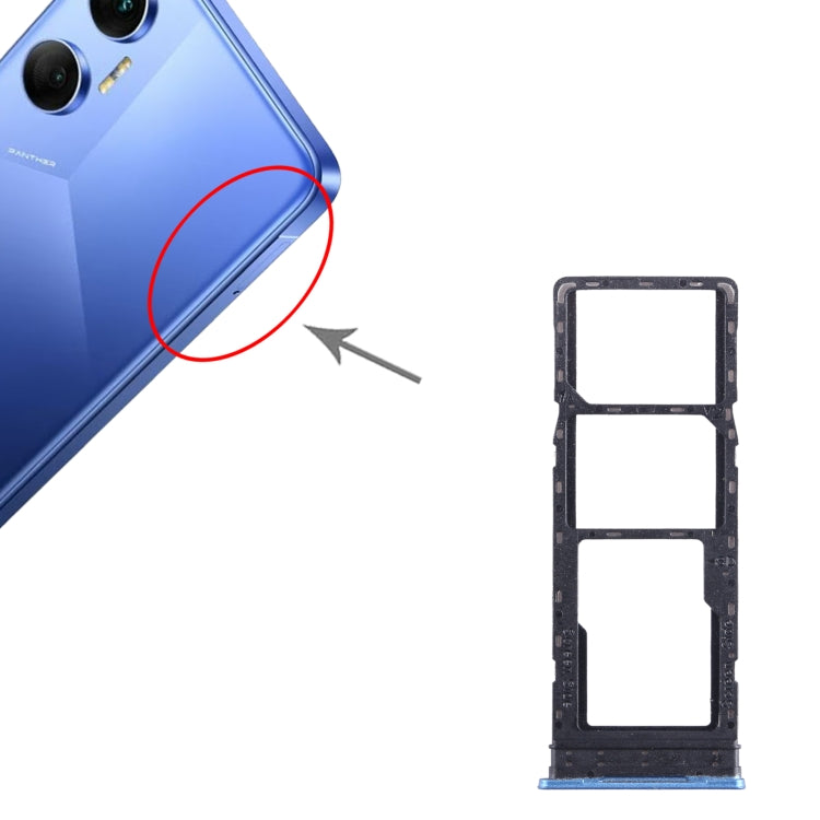 For Tecno Pova Neo SIM Card Tray + SIM Card Tray + Micro SD Card Tray (Blue) - Card Tray by PMC TechLife | Online Shopping South Africa | PMC TechLife