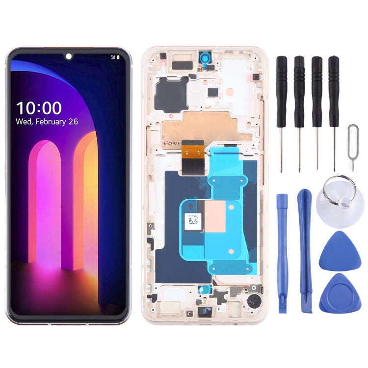 For LG V60 ThinQ KR Version Original LCD Screen Digitizer Full Assembly with Frame (Gold) - For LG by PMC TechLife | Online Shopping South Africa | PMC TechLife | Buy Now Pay Later Mobicred