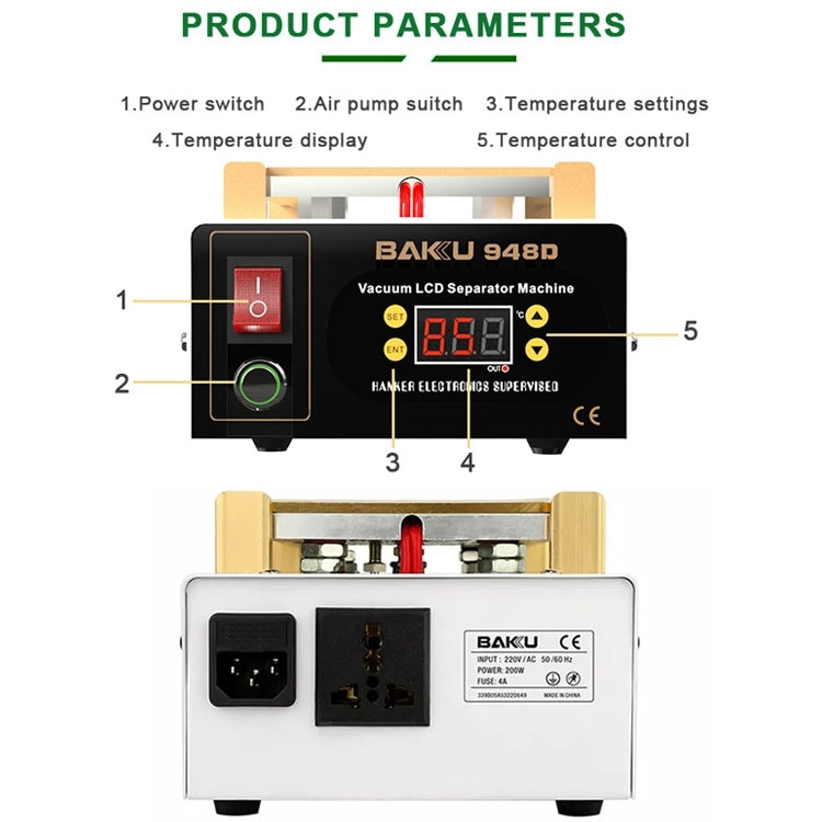 BAKU BK-948D 500W Vacuum Anti-static LCD Touch Panel Separator Machine, AC 110V US Plug - free shipping - PMC TechLife - Order now!
