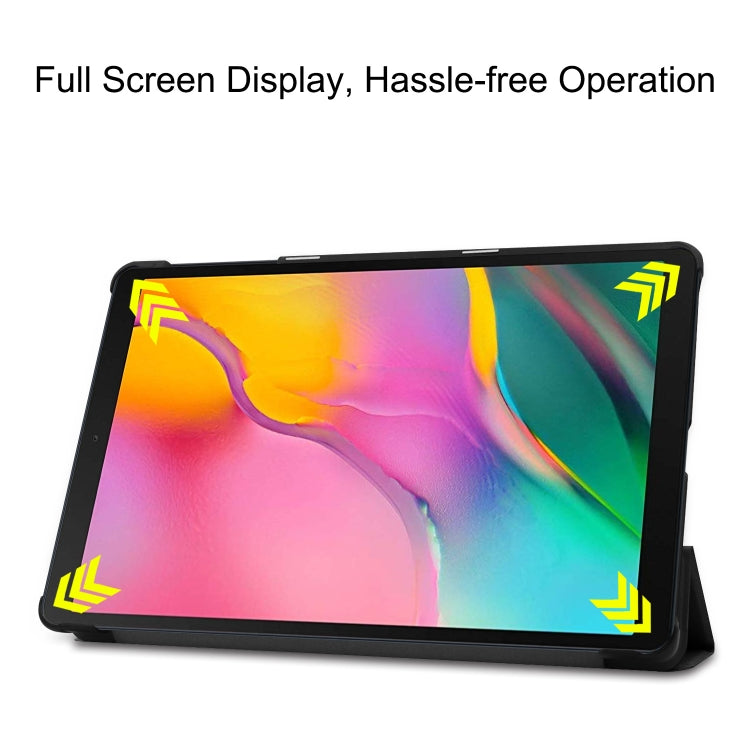 ENKAY PU Leather + Plastic Bottom Case with Three-folding Holder for Galaxy Tab A 10.1 (2019) T510 / T515(Black) - free shipping - PMc TechLife - Order now!