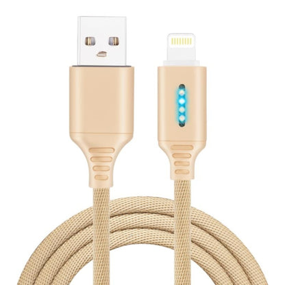 8 Pin Interface Zinc Alloy Marquee Luminous Intelligent Automatic Power off Charging Data Cable(glod) - Normal Style Cable by PMC Jewellery | Online Shopping South Africa | PMC Jewellery | Buy Now Pay Later Mobicred