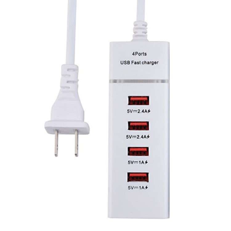 5V 4.1A 4 USB Ports Charger Adapter with Power Plug Cable, Cable Length: 1.5m, US Plug(White) - Multifunction Charger by PMC Jewellery | Online Shopping South Africa | PMC Jewellery | Buy Now Pay Later Mobicred