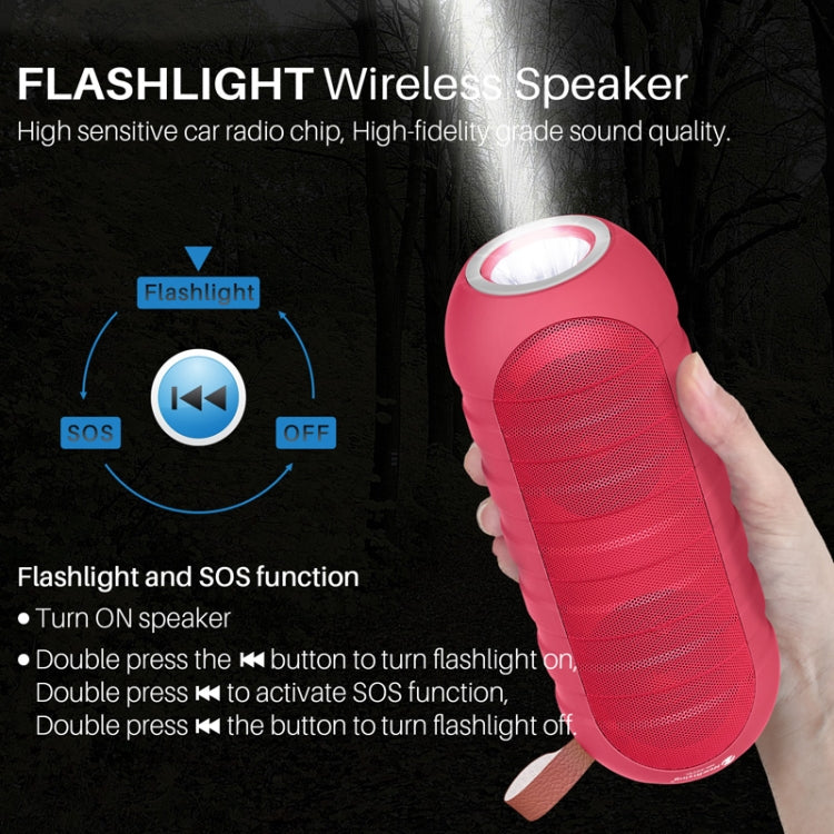 NewRixing NR-3025L Portable Stereo Wireless Bluetooth Speaker with LED Flashlight & TF Card Slot & FM, Built-in Microphone(Gray) - Desktop Speaker by NewRixing | Online Shopping South Africa | PMC Jewellery | Buy Now Pay Later Mobicred