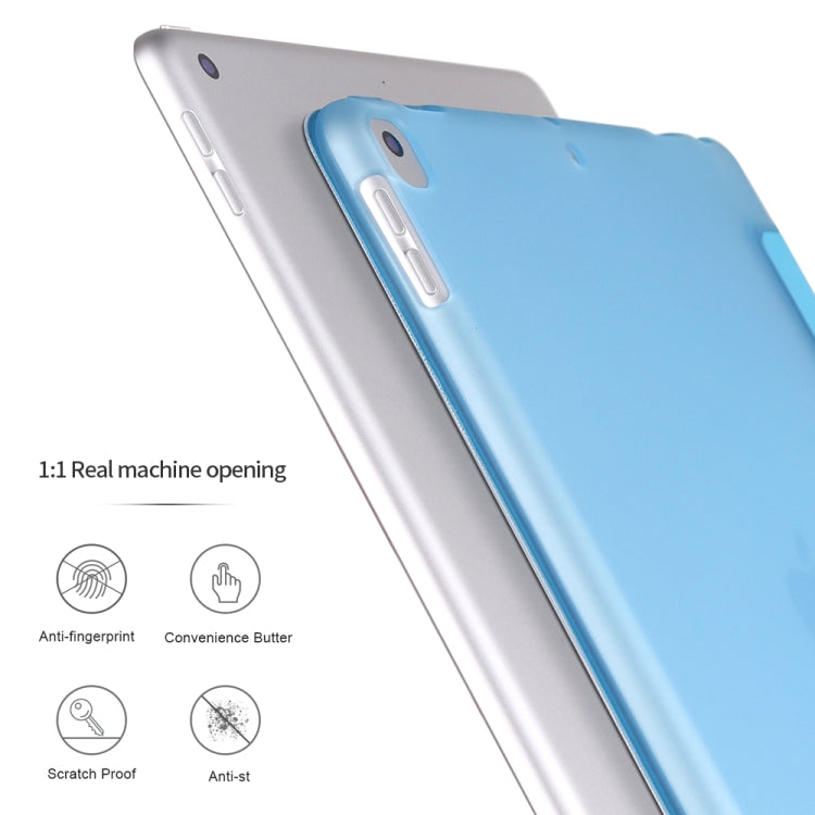 Three-folding Surface PU Leather TPU Matte Soft Bottom Case with Holder & Sleep / Wake-up Function For iPad 10.2 2021 / 2020 / 2019 / iPad Pro 10.5 inch(Sky blue) - iPad 10.2 Cases by PMC TechLife | Online Shopping South Africa | PMC TechLife