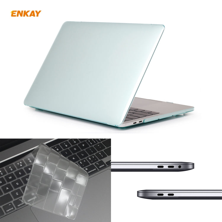 ENKAY Hat-Prince 3 in 1 For MacBook Pro 13 inch A2289 / A2251 (2020) Crystal Hard Shell Protective Case + Europe Version Ultra-thin TPU Keyboard Protector Cover + Anti-dust Plugs Set(Green) - MacBook Pro Cases by ENKAY | Online Shopping South Africa | PMC Jewellery | Buy Now Pay Later Mobicred