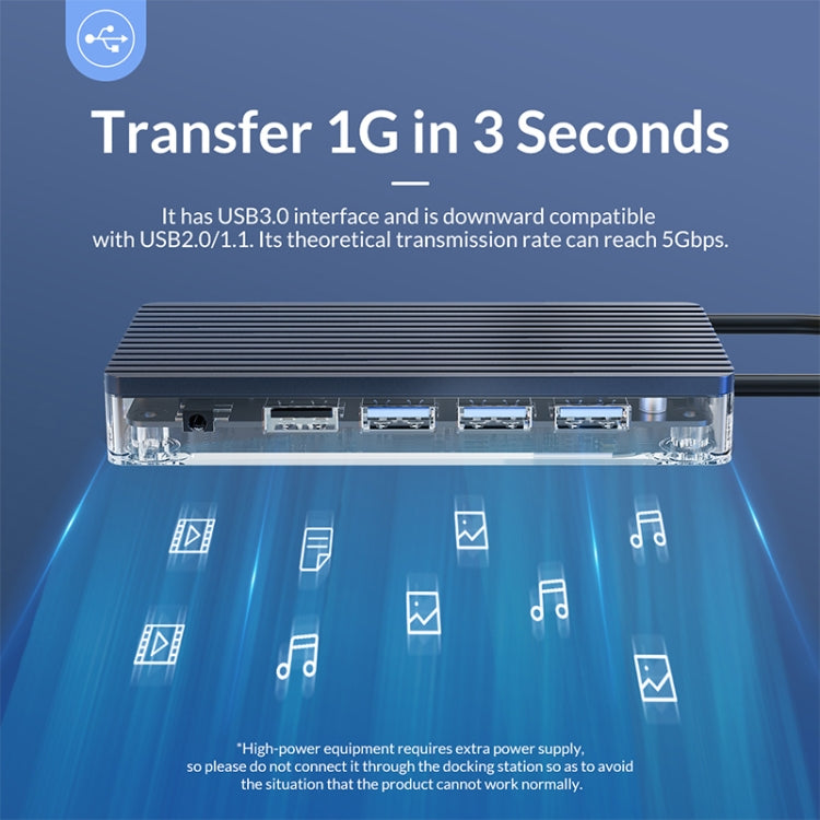 ORICO WB-7P 7 in 1 Type-C Transparent HUB - free shipping - PMC Jewellery - Order now!