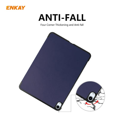 For iPad Air 11 2024 / Pro 11 2018 / Air 10.9 2022 ENKAY 3-folding Plastic Leather Smart Tablet Case(Dark Blue) - iPad Air (2022) / (2020) 10.9 Cases by ENKAY | Online Shopping South Africa | PMC Jewellery | Buy Now Pay Later Mobicred