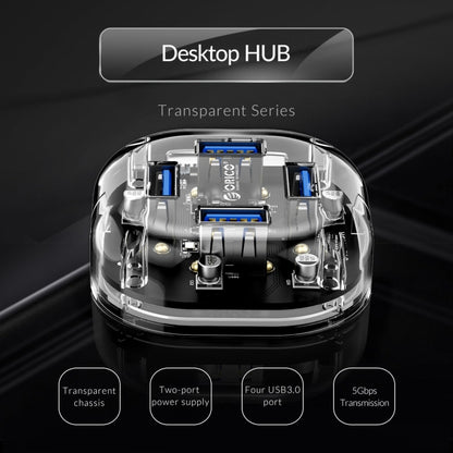 ORICO H4U-U3 4-Port Transparent HUB - USB 3.0 HUB by ORICO | Online Shopping South Africa | PMC Jewellery | Buy Now Pay Later Mobicred