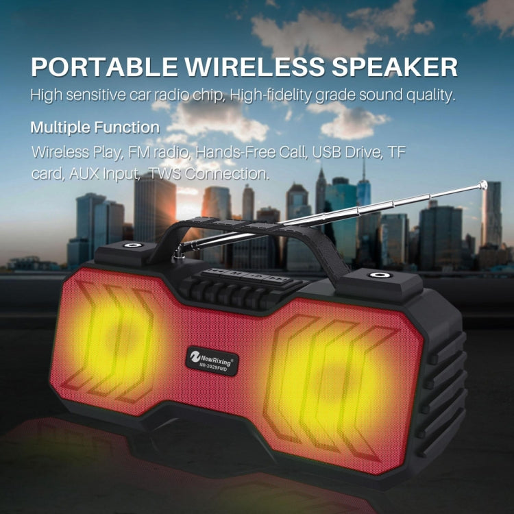 NewRixing NR-2029FMD TWS LED Flashlight Bluetooth Speaker, Support TF Card / FM / 3.5mm AUX / U Disk / Hands-free Calling(Black) - free shipping - PMC Jewellery - Order now!