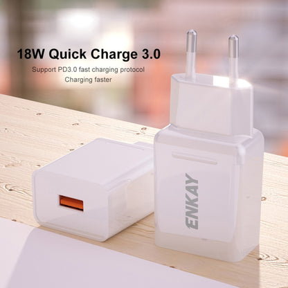 ENKAY Hat-Prince T033 18W USB QC 3.0 Fast Charging Travel Charger Power Adapter, EU Plug - USB Charger by ENKAY | Online Shopping South Africa | PMC Jewellery | Buy Now Pay Later Mobicred