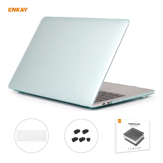 ENKAY 3 in 1 Crystal Laptop Protective Case + US Version TPU Keyboard Film + Anti-dust Plugs Set for MacBook Pro 13.3 inch A1708 (without Touch Bar)(Green) - MacBook Pro Cases by ENKAY | Online Shopping South Africa | PMC Jewellery | Buy Now Pay Later Mobicred