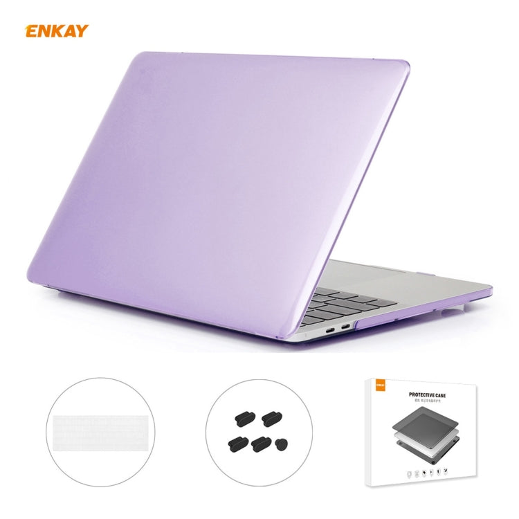 ENKAY 3 in 1 Crystal Laptop Protective Case + EU Version TPU Keyboard Film + Anti-dust Plugs Set for MacBook Pro 13.3 inch A1706 / A1989 / A2159 (with Touch Bar)(Purple) - MacBook Pro Cases by ENKAY | Online Shopping South Africa | PMC Jewellery | Buy Now Pay Later Mobicred