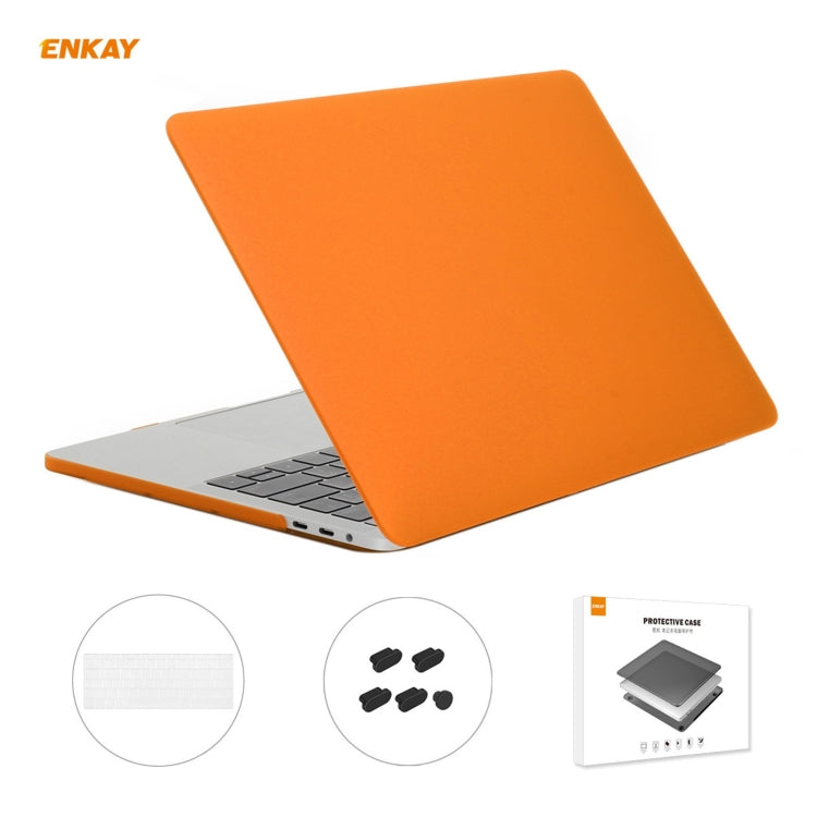 ENKAY 3 in 1 Matte Laptop Protective Case + US Version TPU Keyboard Film + Anti-dust Plugs Set for MacBook Pro 13.3 inch A1706 / A1989 / A2159 (with Touch Bar)(Orange) - MacBook Pro Cases by ENKAY | Online Shopping South Africa | PMC Jewellery | Buy Now Pay Later Mobicred