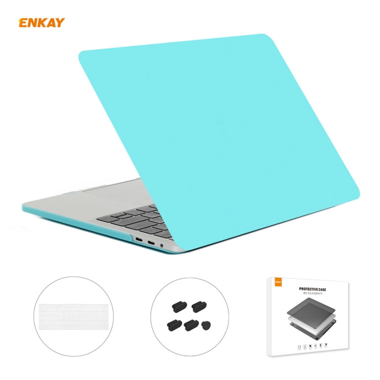 ENKAY 3 in 1 Matte Laptop Protective Case + US Version TPU Keyboard Film + Anti-dust Plugs Set for MacBook Pro 13.3 inch A1706 / A1989 / A2159 (with Touch Bar)(Cyan) - MacBook Pro Cases by ENKAY | Online Shopping South Africa | PMC Jewellery | Buy Now Pay Later Mobicred