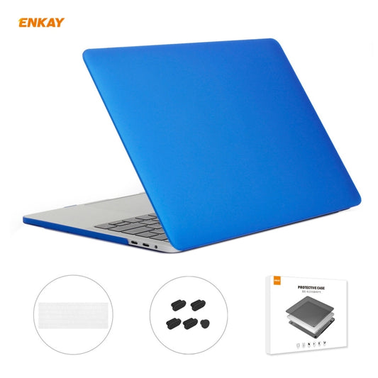 ENKAY 3 in 1 Matte Laptop Protective Case + EU Version TPU Keyboard Film + Anti-dust Plugs Set for MacBook Pro 13.3 inch A1706 / A1989 / A2159 (with Touch Bar)(Dark Blue) - MacBook Pro Cases by ENKAY | Online Shopping South Africa | PMC Jewellery | Buy Now Pay Later Mobicred