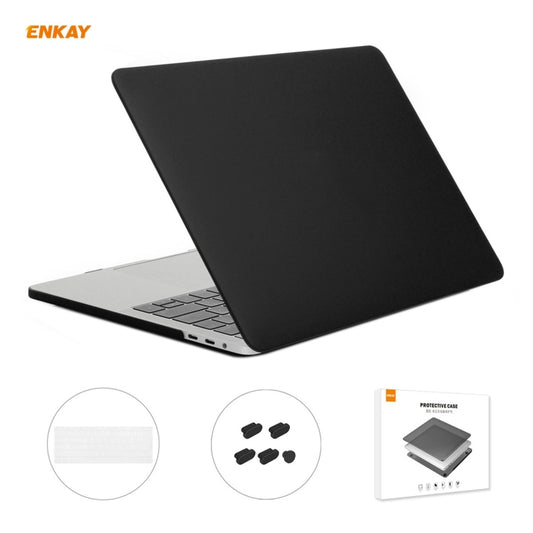 ENKAY 3 in 1 Matte Laptop Protective Case + EU Version TPU Keyboard Film + Anti-dust Plugs Set for MacBook Pro 15.4 inch A1707 & A1990 (with Touch Bar)(Black) - MacBook Pro Cases by ENKAY | Online Shopping South Africa | PMC Jewellery | Buy Now Pay Later Mobicred