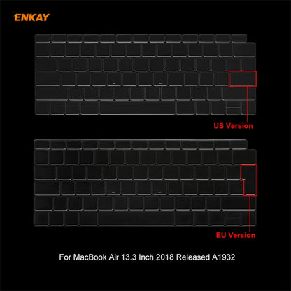 For MacBook Air 13.3 inch A1932 2018 ENKAY 3 in 1 Crystal Laptop Protective Case and EU Version TPU Keyboard Film and Anti-dust Plugs Set(Pink) - MacBook Air Cases by ENKAY | Online Shopping South Africa | PMC Jewellery | Buy Now Pay Later Mobicred