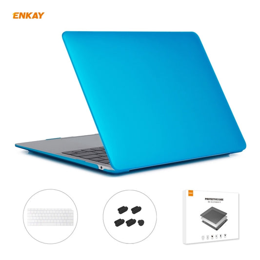 ENKAY 3 in 1 Matte Laptop Protective Case + US Version TPU Keyboard Film + Anti-dust Plugs Set for MacBook Air 13.3 inch A1932 (2018)(Light Blue) - MacBook Air Cases by ENKAY | Online Shopping South Africa | PMC Jewellery | Buy Now Pay Later Mobicred