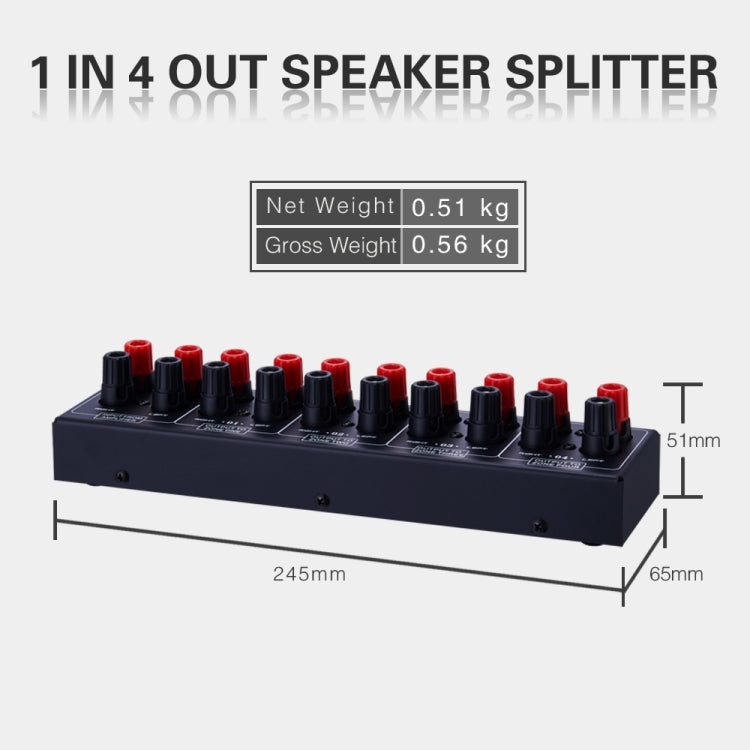 1 In And 4 Out Amplifier Sound Speaker Distributor, 4-Area Sound Source, Signal Distribution Panel, Single Audio Input, 300W Per Channel -  by PMC Jewellery | Online Shopping South Africa | PMC Jewellery | Buy Now Pay Later Mobicred