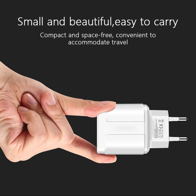 Dual USB Portable Travel Charger + 1 Meter USB to 8 Pin Data Cable, EU Plug(Black) - free shipping - PMC Jewellery - Order now!