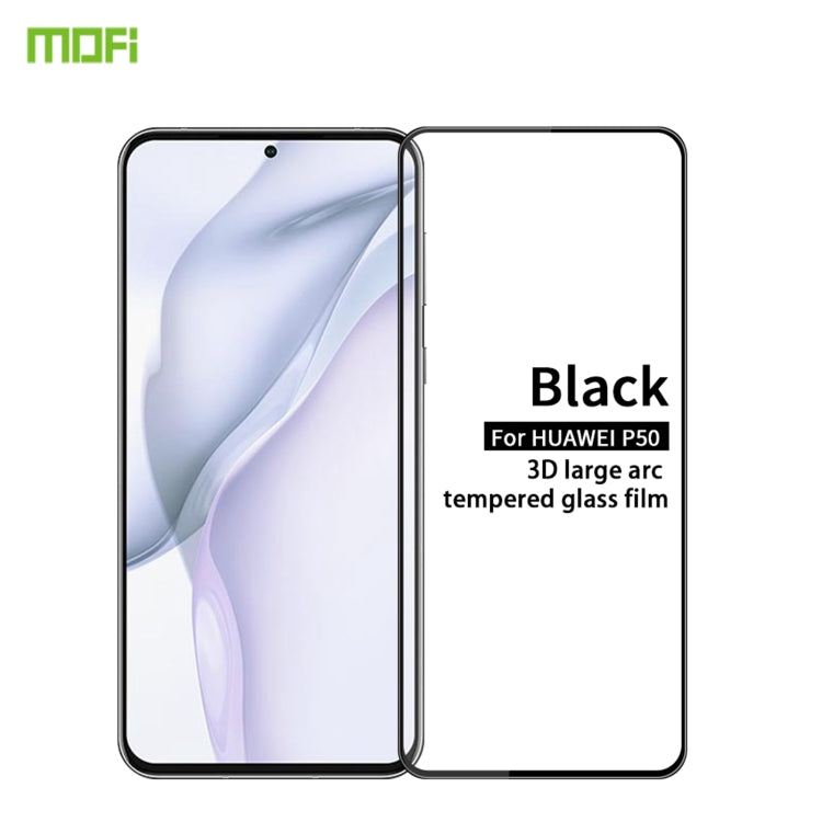 For Huawei P50 MOFI 9H 3D Explosion-proof Curved Screen Tempered Glass Film(Black) - Huawei Tempered Glass by MOFI | Online Shopping South Africa | PMC TechLife