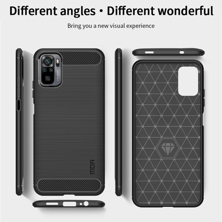 For Xiaomi Redmi Note 10 / Note 10S MOFI Gentleness Series Brushed Texture Carbon Fiber Soft TPU Case(Blue) - Xiaomi Cases by MOFI | Online Shopping South Africa | PMC TechLife | Buy Now Pay Later Mobicred