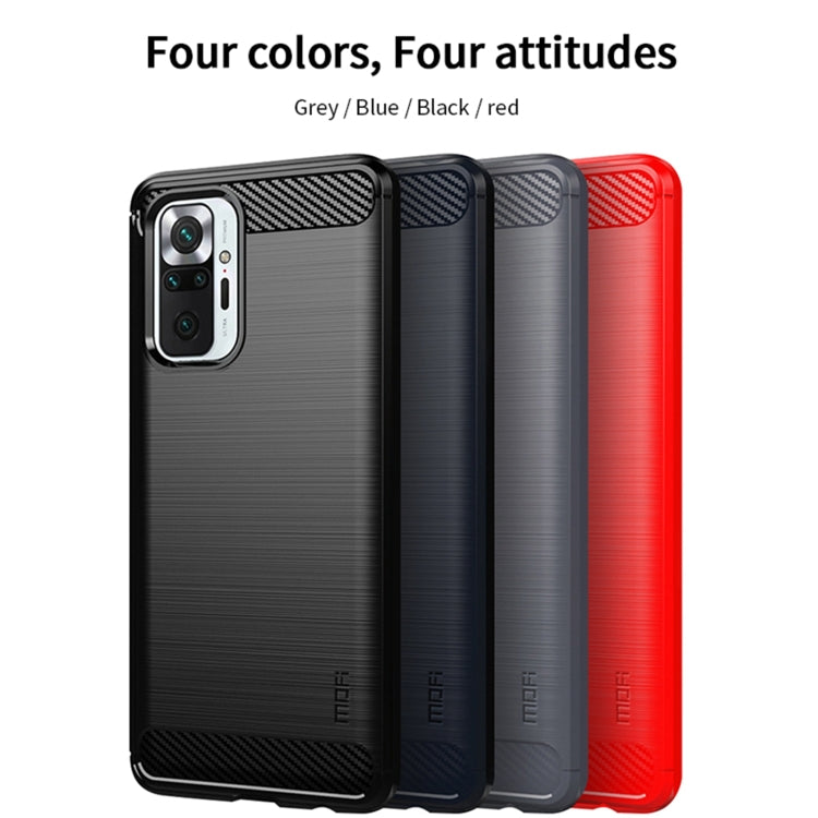 For Xiaomi Redmi Note 10 Pro / Note 10 Pro Max MOFI Gentleness Series Brushed Texture Carbon Fiber Soft TPU Case(Blue) - Xiaomi Cases by MOFI | Online Shopping South Africa | PMC Jewellery | Buy Now Pay Later Mobicred