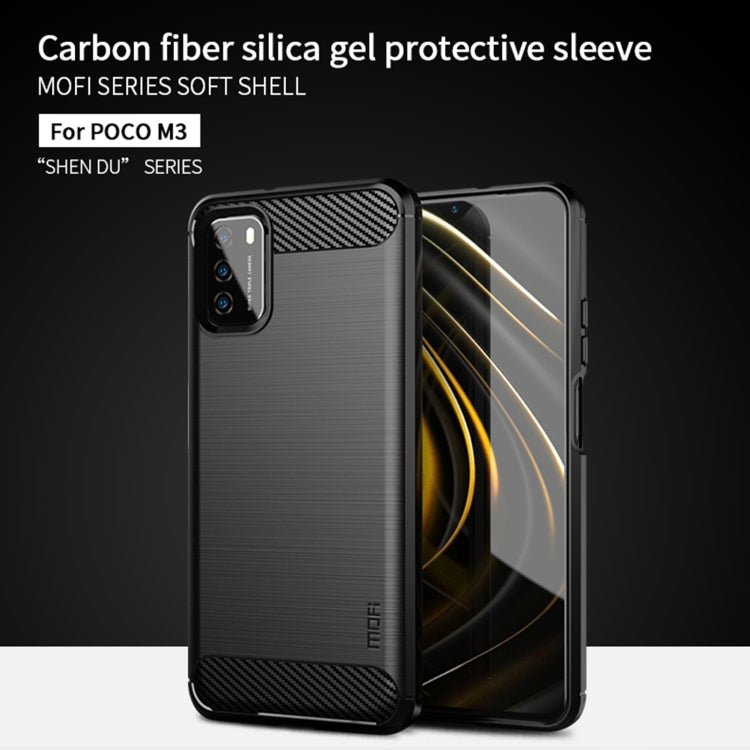 For Xiaomi Poco M3 / Redmi 9T MOFI Gentleness Series Brushed Texture Carbon Fiber Soft TPU Case(Red) - Xiaomi Cases by MOFI | Online Shopping South Africa | PMC Jewellery