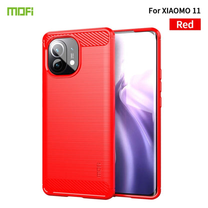 For Xiaomi Mi 11 MOFI Gentleness Series Brushed Texture Carbon Fiber Soft TPU Case(Red) - Xiaomi Cases by MOFI | Online Shopping South Africa | PMC Jewellery