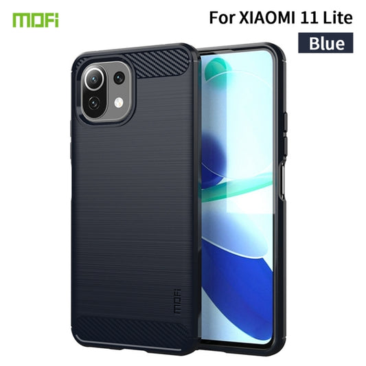 For Xiaomi Mi 11 Lite MOFI Gentleness Series Brushed Texture Carbon Fiber Soft TPU Case(Blue) - Xiaomi Cases by MOFI | Online Shopping South Africa | PMC Jewellery | Buy Now Pay Later Mobicred