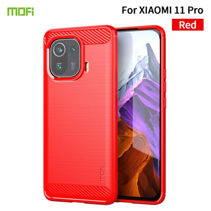 For Xiaomi Mi 11 Pro MOFI Gentleness Series Brushed Texture Carbon Fiber Soft TPU Case(Red) - Xiaomi Cases by MOFI | Online Shopping South Africa | PMC Jewellery