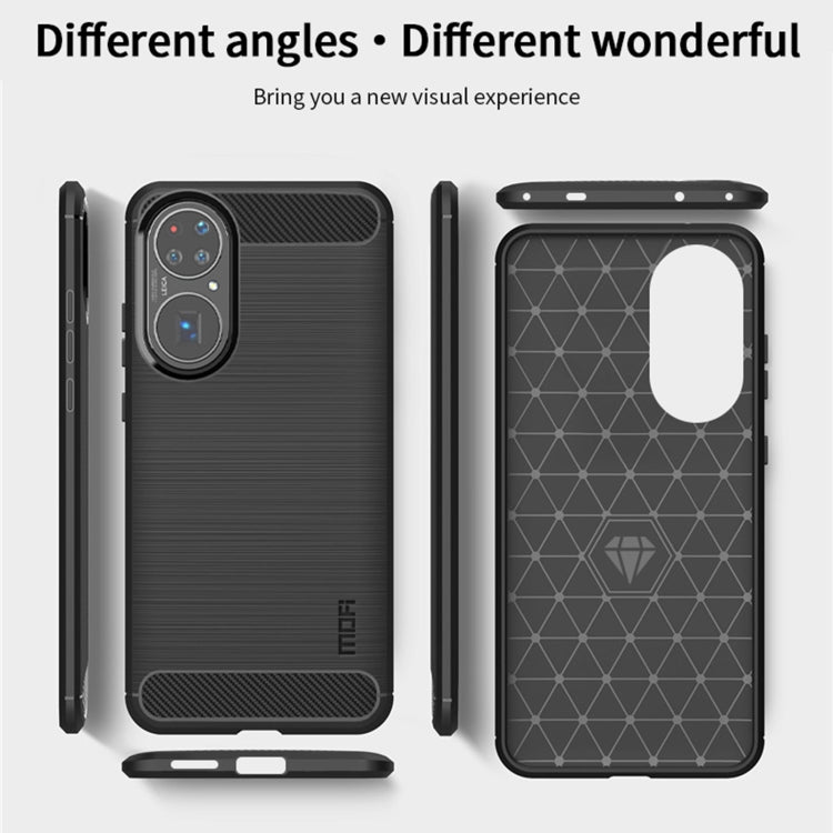 For Huawei P50 Pro MOFI Gentleness Series Brushed Texture Carbon Fiber Soft TPU Case(Blue) - Huawei Cases by MOFI | Online Shopping South Africa | PMC TechLife | Buy Now Pay Later Mobicred