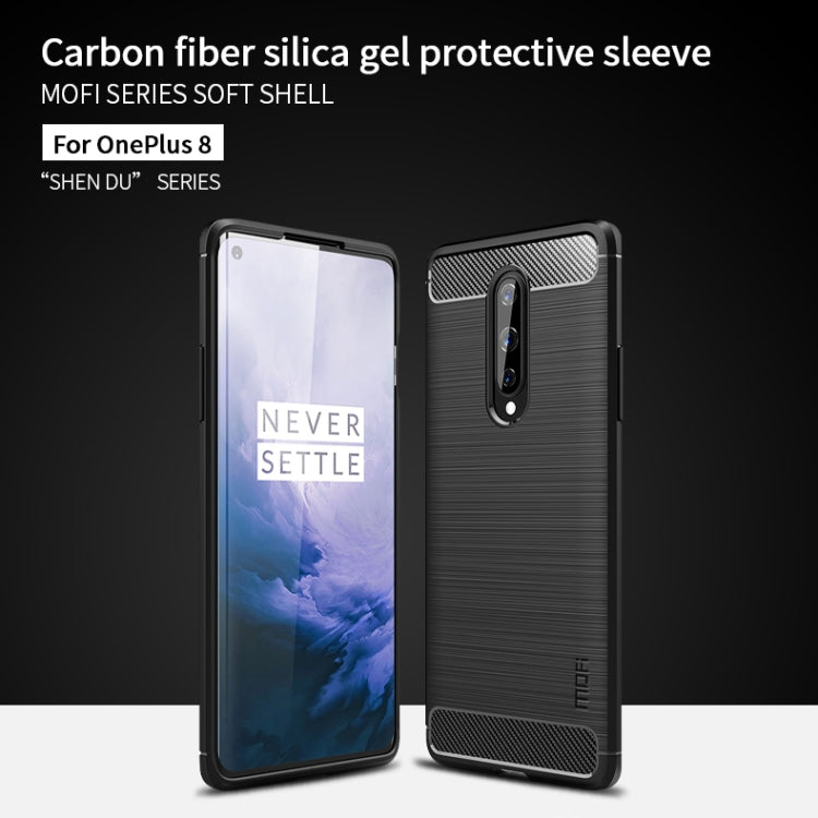 For OnePlus 8 MOFI Gentleness Series Brushed Texture Carbon Fiber Soft TPU Case(Black) - OnePlus Cases by MOFI | Online Shopping South Africa | PMC TechLife | Buy Now Pay Later Mobicred