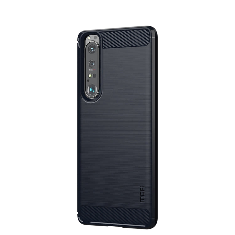 For Sony Xperia 1 lll MOFI Gentleness Series Brushed Texture Carbon Fiber Soft TPU Case(Blue) - Sony Cases by MOFI | Online Shopping South Africa | PMC Jewellery