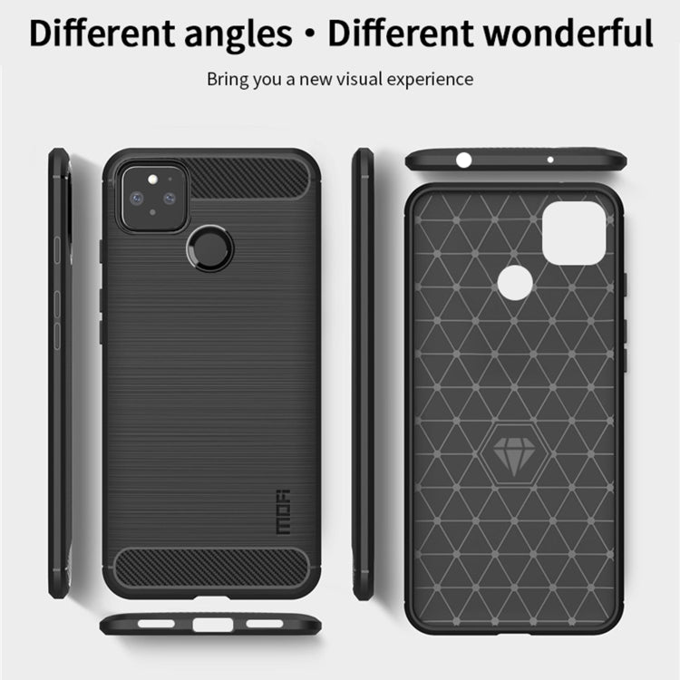 For Google Pixel 5a 5G MOFI Gentleness Series Brushed Texture Carbon Fiber Soft TPU Case(Red) - Google Cases by MOFI | Online Shopping South Africa | PMC TechLife | Buy Now Pay Later Mobicred