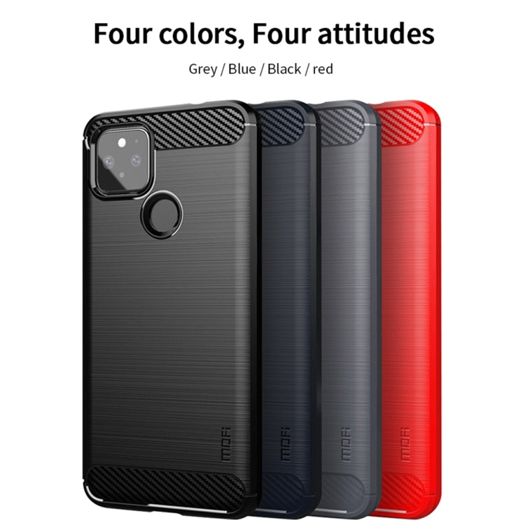 For Google Pixel 5a 5G MOFI Gentleness Series Brushed Texture Carbon Fiber Soft TPU Case(Red) - Google Cases by MOFI | Online Shopping South Africa | PMC TechLife | Buy Now Pay Later Mobicred