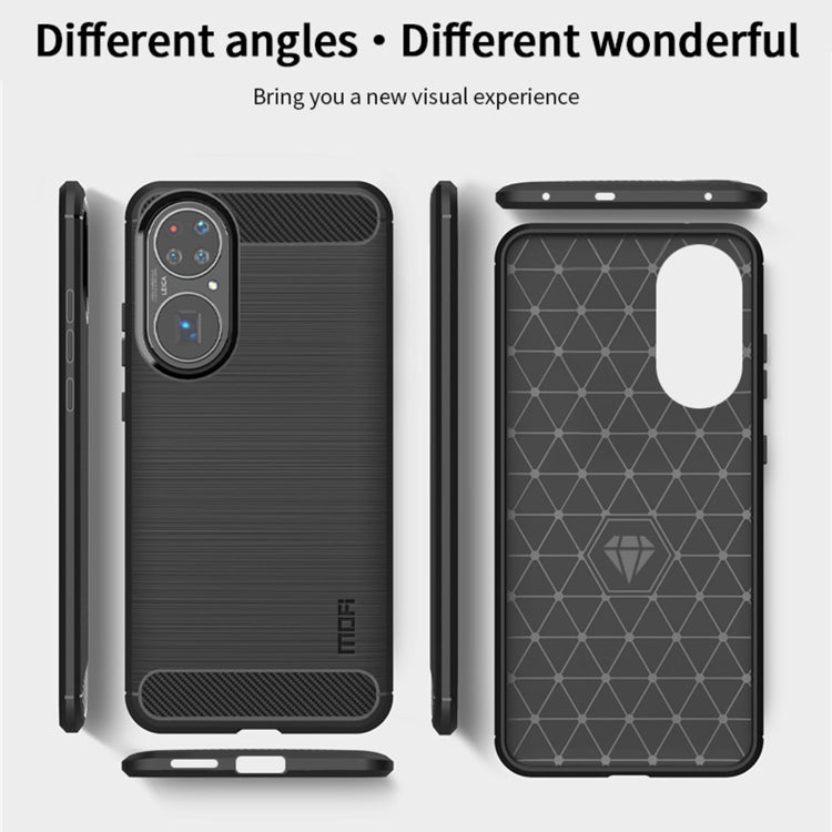 For Huawei P50 MOFI Gentleness Series Brushed Texture Carbon Fiber Soft TPU Case(Blue) - Huawei Cases by MOFI | Online Shopping South Africa | PMC Jewellery