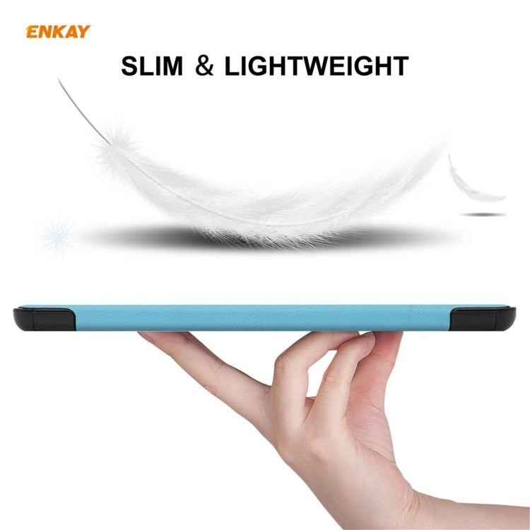 ENKAY PU Leather + Plastic Smart Case with Three-folding Holder for Amazon Fire HD 10 / 10 Plus (2021)(Light Blue) - free shipping - PMC TechLife - Order now!