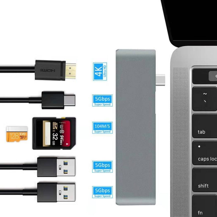 WS-15 6 in 1 Type-C to HDMI + USB 3.0 x 2 + SD + TF + PD HUB Converter - USB HUB by PMC Jewellery | Online Shopping South Africa | PMC Jewellery | Buy Now Pay Later Mobicred