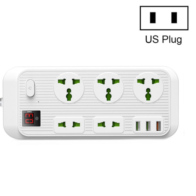 T17 3000W High-power 24-hour Smart Timing Socket QC3.0 USB Fast Charging Power Strip Socket , Cable Length: 2m, US Plug(White) - Extension Socket by PMC Jewellery | Online Shopping South Africa | PMC Jewellery | Buy Now Pay Later Mobicred