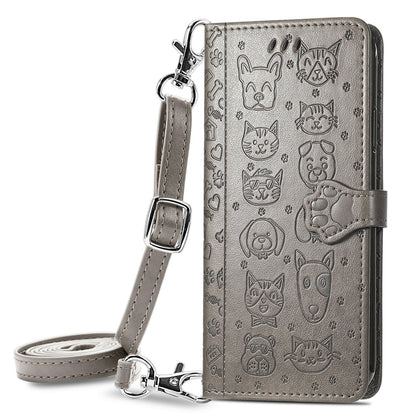 For Samsung Galaxy A32 5G Cute Cat and Dog Embossed Horizontal Flip Leather Case with Holder & Card Slots & Wallet & Crossbody Lanyard & Card Cover(Gray) - Galaxy Phone Cases by PMC Jewellery | Online Shopping South Africa | PMC Jewellery