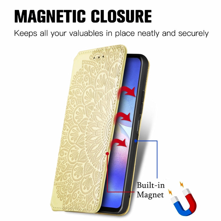 For Blackview A90 Blooming Mandala Embossed Pattern Magnetic Horizontal Flip Leather Case with Holder & Card Slots & Wallet(Yellow) - More Brand by PMC Jewellery | Online Shopping South Africa | PMC Jewellery | Buy Now Pay Later Mobicred