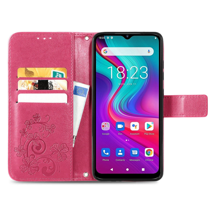 For  Doogee X96 Pro Four-leaf Clasp Embossed Buckle Mobile Phone Protection Leather Case with Lanyard & Card Slot & Wallet & Bracket Function(Magenta) - More Brand by PMC Jewellery | Online Shopping South Africa | PMC Jewellery | Buy Now Pay Later Mobicred