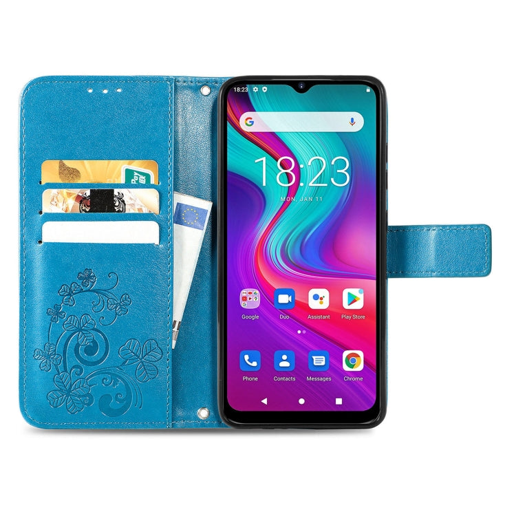 For  Doogee X96 Pro Four-leaf Clasp Embossed Buckle Mobile Phone Protection Leather Case with Lanyard & Card Slot & Wallet & Bracket Function(Blue) - More Brand by PMC Jewellery | Online Shopping South Africa | PMC Jewellery | Buy Now Pay Later Mobicred