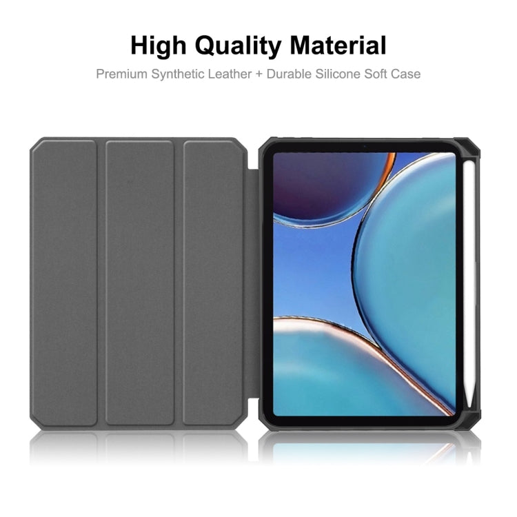 For iPad mini 2024 / mini 6 ENKAY Custer Texture Horizontal Flip PU+TPU Leather Tablet Case with Three-folding Holder & Sleep / Wake-up Function & Pen Holder(Black) - free shipping - PMc TechLife - Order now!