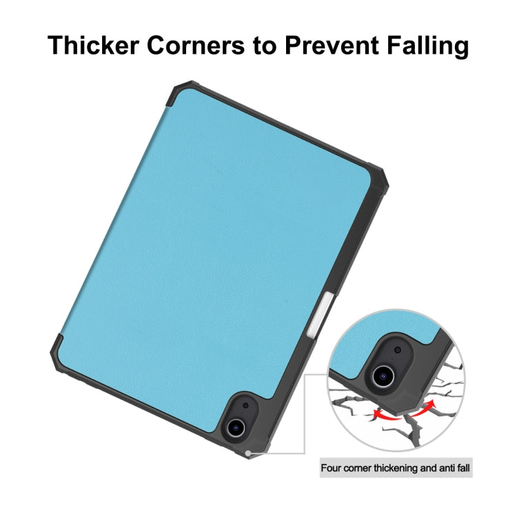 For iPad mini 2024 / mini 6 ENKAY Custer Texture Horizontal Flip PU+TPU Leather Tablet Case with Three-folding Holder & Sleep / Wake-up Function & Pen Holder(Light Blue) - free shipping - PMc TechLife - Order now!