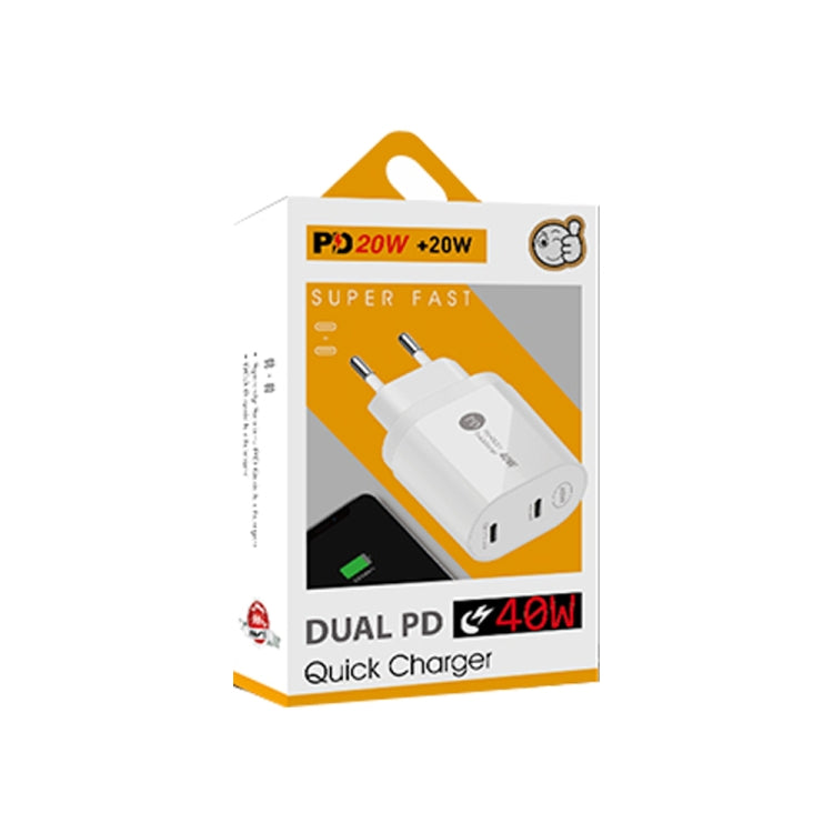 002 40W Dual Port PD USB-C / Type-C Fast Charger for iPhone / iPad Series, EU Plug(Black) - free shipping - PMC Jewellery - Order now!
